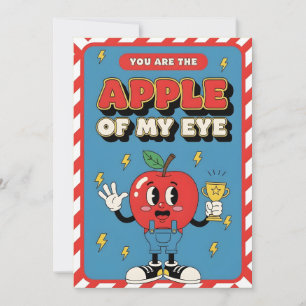 Sweet Fruit Saying Apple Of My Eye Cute Cartoon Thank You Card