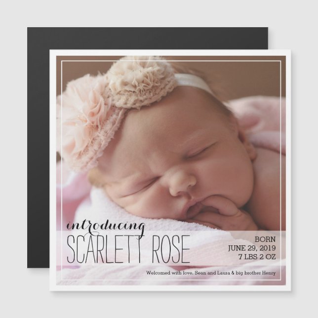 Sweet Full Photo Classic Baby Announcement (Front/Back)