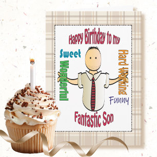 Sweet Fun Adult Son Cartoon Complimentary Birthday Card