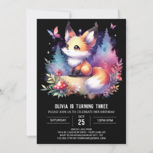 Sweet Fun Fox Birthday digital Invitation