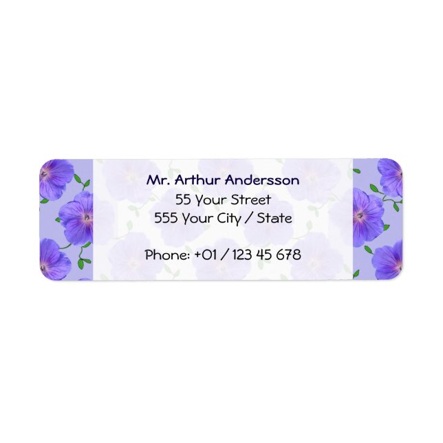 Sweet Garden Blue Geranium Flower on any Colour (Front)