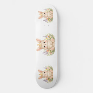 Sweet Garden Bunny Watercolor Art Skateboard