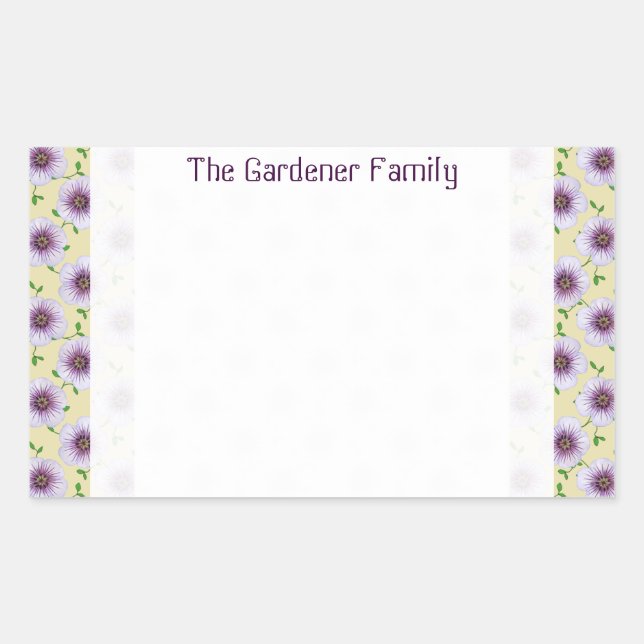 Sweet Garden Pale Blue Geranium Flower any Colour Rectangular Sticker (Front)
