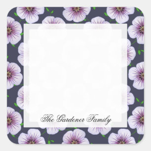 Sweet Garden Pale Blue Geranium Flower any Colour Square Sticker