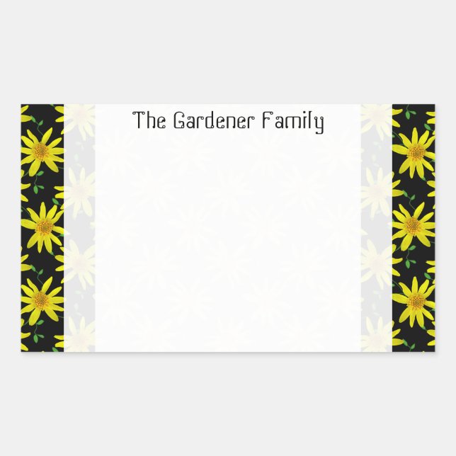 Sweet Garden Yellow Arnica Wildflower on any Colou Rectangular Sticker (Front)
