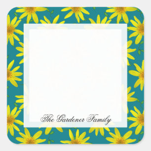 Sweet Garden Yellow Arnica Wildflower on any Colou Square Sticker