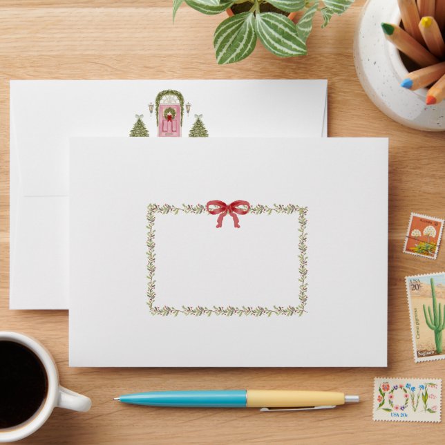 Sweet Garland Hand Painted Christmas Envelope (Desk)