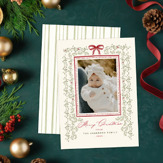 Sweet Garland Hand Painted Christmas Photo Card