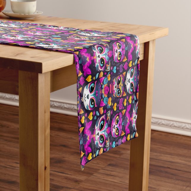 😻 Sweet Gatos de Muertos Fiesta Short Table Runner (In Situ)