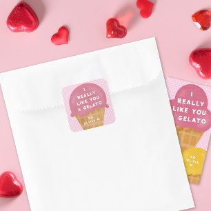Sweet Gelato Pink Classroom Valentine's Day Square Sticker