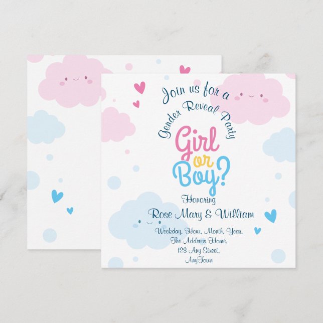 Sweet Gender Reveal Invitation (Front/Back)