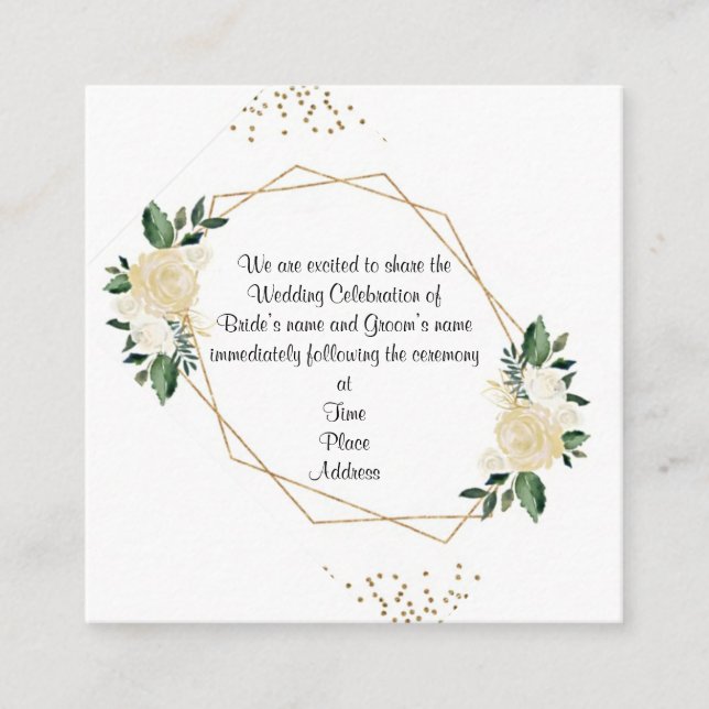Sweet Geometric Cream Rose Wedding Enclosure Card (Front)