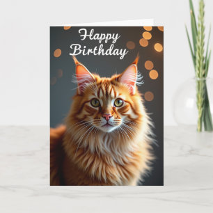 Sweet Ginger Cat Birthday Card