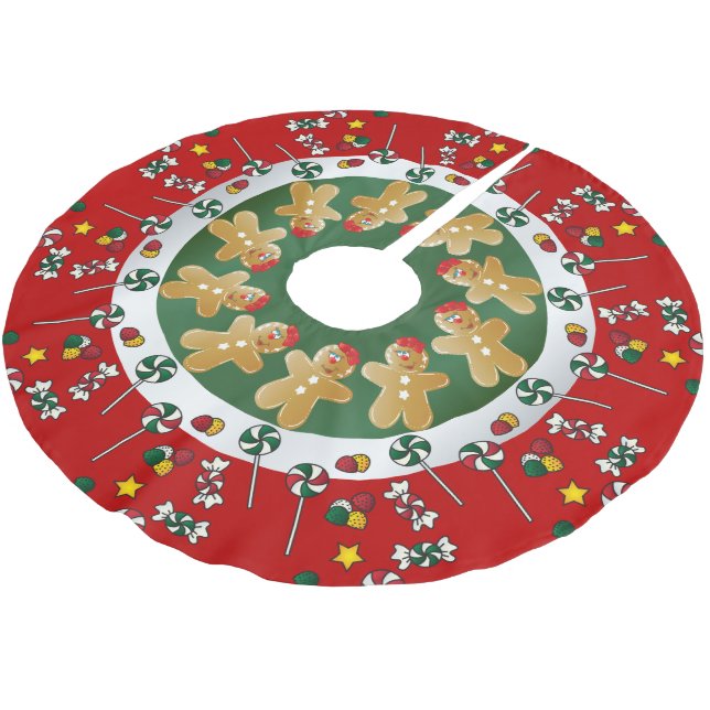 Sweet Gingerbread Christmas Brushed Polyester Tree Skirt (Angled)