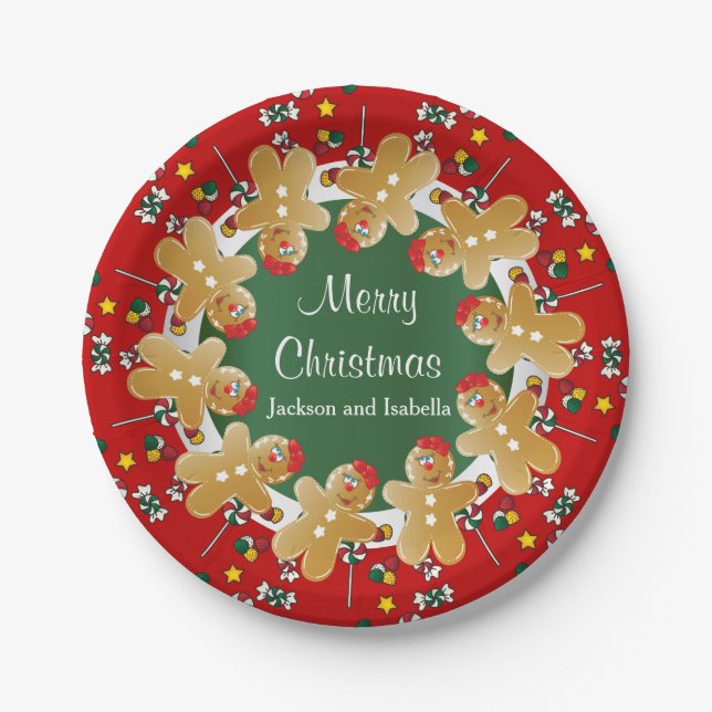Sweet Gingerbread Christmas Paper Plate (Front)