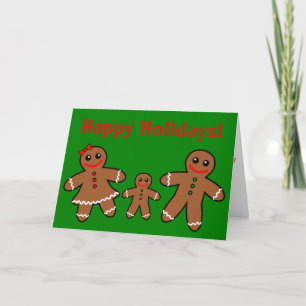 Sweet Gingerbread Family - Boy Holiday Card