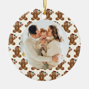 Sweet Gingerbread Girl Frame Family Christmas Ceramic Tree Decoration