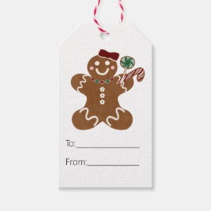 Sweet Gingerbread Girl Watercolor Illustration Gift Tags