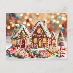 sweet gingerbread houses postcard