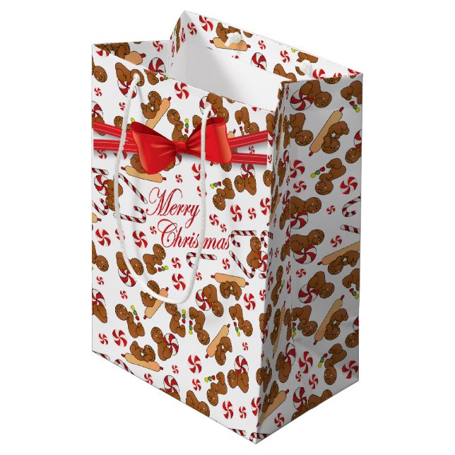Sweet Gingerbread Men Bakers Medium Gift Bag (Front Angled)