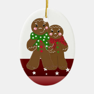 Sweet Gingerbread Men Ceramic Tree Decoration