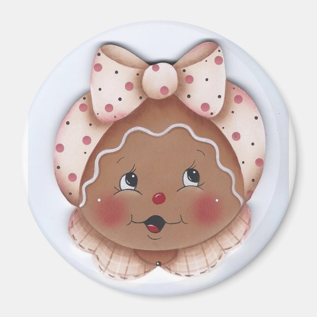 Sweet Gingerbread Miss in Pink Magnet (Front)