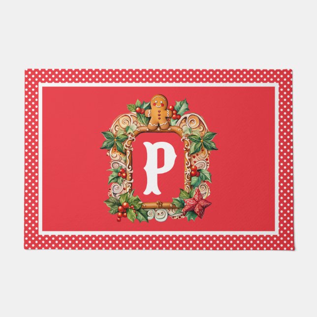 Sweet Gingerbread Monogram Doormat (Front)