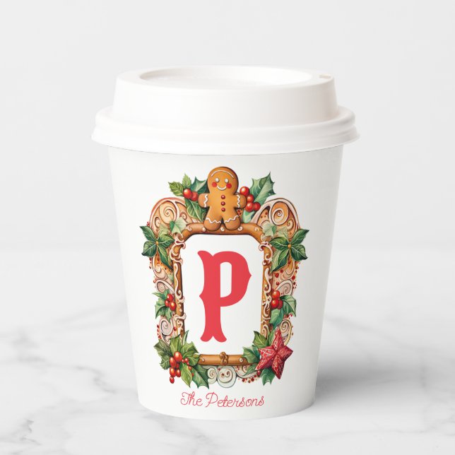 Sweet Gingerbread Monogram Paper Cups (Front)
