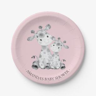 Sweet Giraffe Girls Baby Shower 7" Plate
