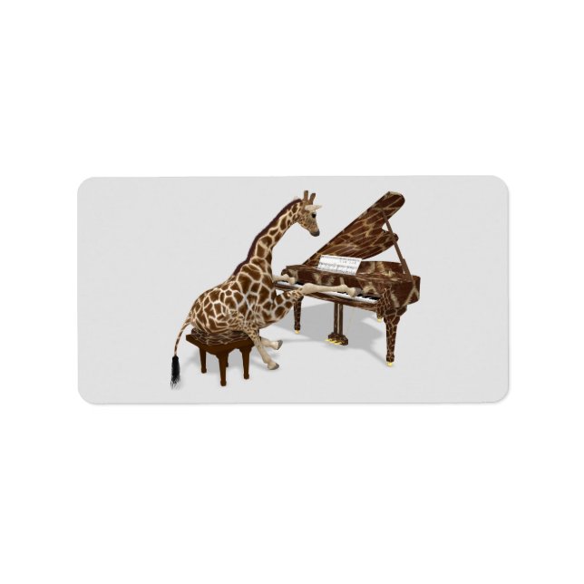 Sweet Giraffe Loves To Play Piano Label (Front)