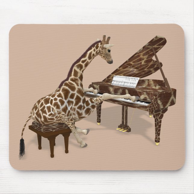 Sweet Giraffe Loves To Play Piano Mouse Mat (Front)