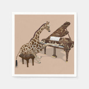 Sweet Giraffe Loves To Play Piano Napkin