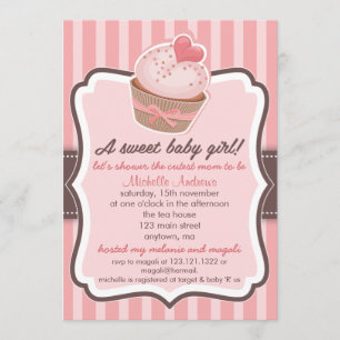 Sweet Girl Baby Shower Cupcake Pink Invitation