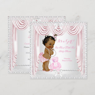 Sweet Girl Baby Shower Pink Satin Ethnic Invitation