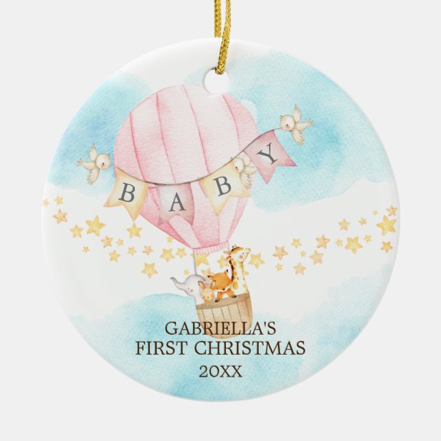 Sweet Girl Baby's First Christmas Ornament (Front)