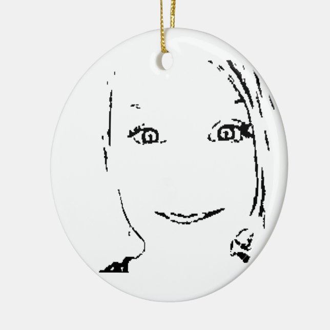 Sweet Girl, Black  White Portrait, Bright Eyes Ceramic Tree Decoration (Left)