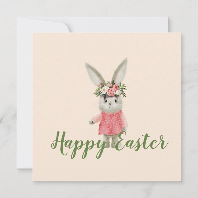 Sweet Girl Bunny Easter Flat Card (Front)