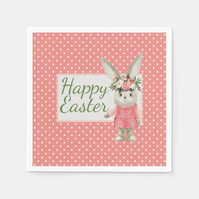 Sweet Girl Bunny Easter  Napkin (Front)