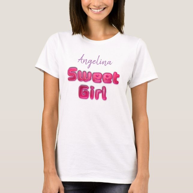 Sweet girl candy pink lolly typography T-Shirt (Front)