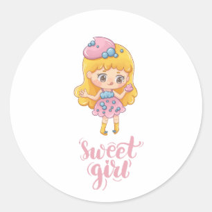 sweet girl classic round sticker