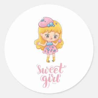 sweet girl classic round sticker