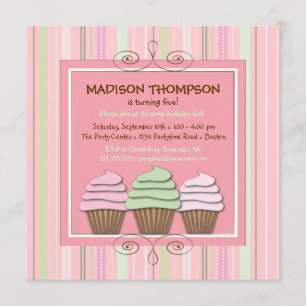 Sweet Girl Cupcake Birthday Party Invitation