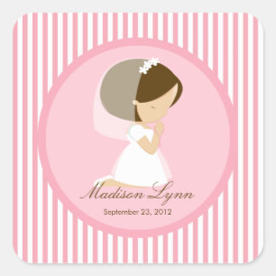 Sweet Girl First Holy Communion Sticker Pink