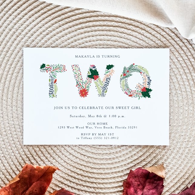 Sweet Girl Floral Second Birthday Party Invitation (Creator Uploaded)