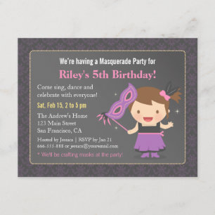 Sweet Girl Masquerade Birthday Party Invitations