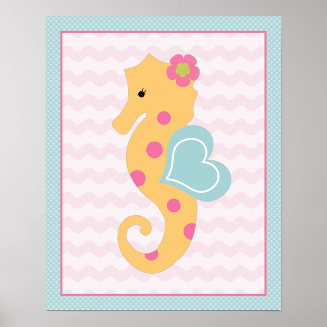 Sweet Girl Sea Life Seahorse Art Poster (Front)