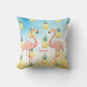 Sweet Girly Flamingo and Pineapple Cushion