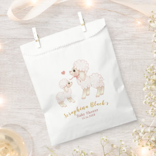 Sweet Girly Pink Lamb Baby Shower Favour Bags
