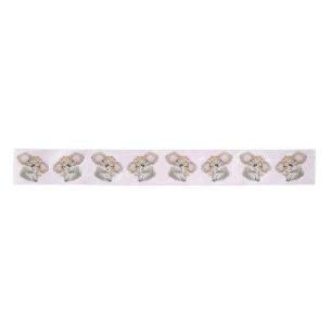 Sweet Girly Watercolor Koala Pink Baby Shower Satin Ribbon
