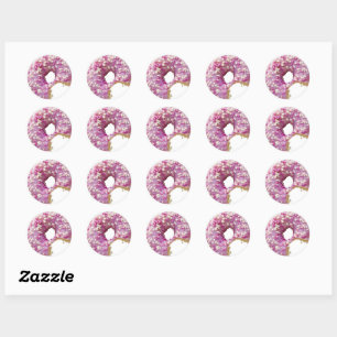 SWEET Glazed Doughnut with Bite Mark Classic Round Sticker
